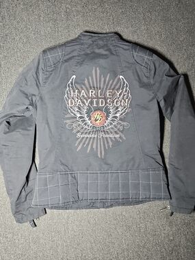 Harley Davidson Motorcycle Biker Black Full Zip Coat WOMENS SIZE M